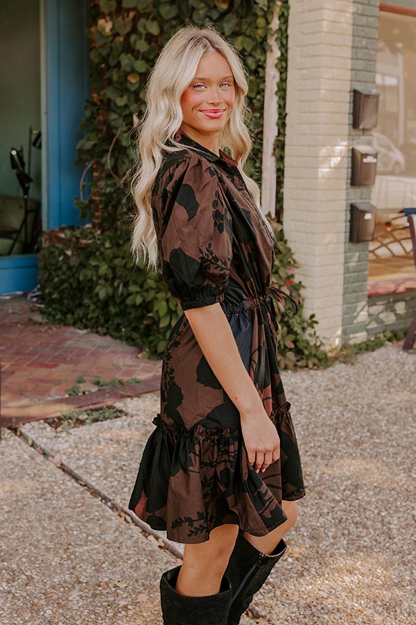 Premium Autumn Whispers Floral Mini Dress