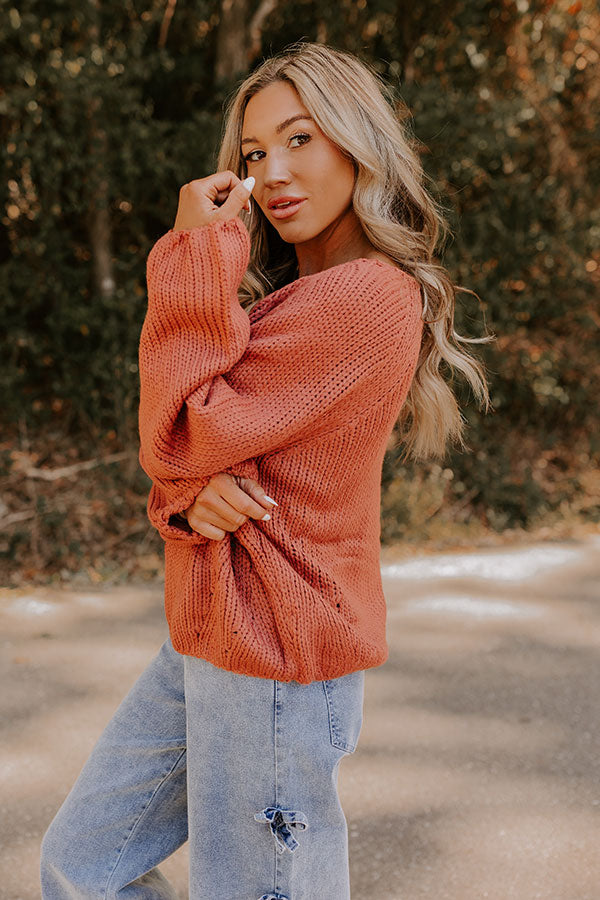 Premium Cozy A La Mode Knit Sweater - Rust