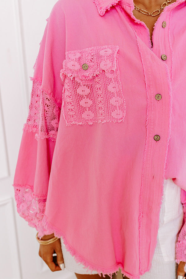 Premium Loving Smile Lace Button-Up Top