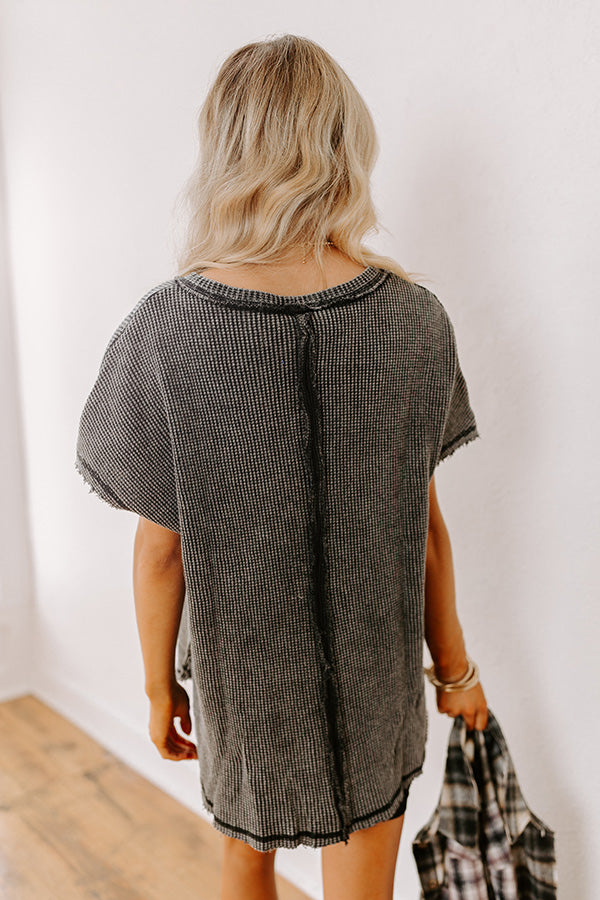 Premium Vintage Black Waffle Knit Top - Ultimate Everyday Style