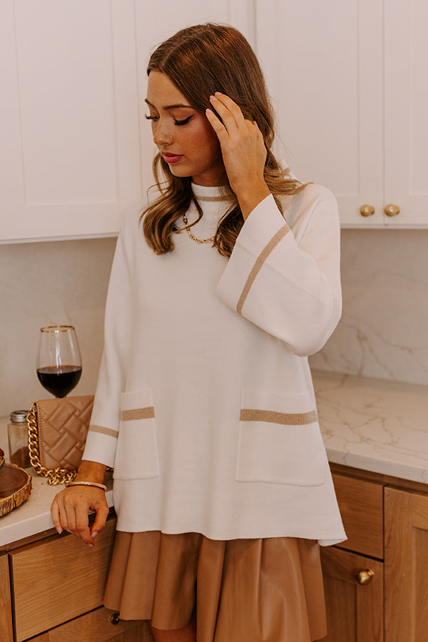 Premium Ivory Knit Sweater Top with Shimmer Accents