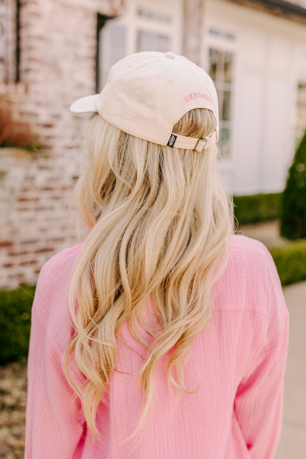 Premium Embroidered Bow Baseball Cap - Cream