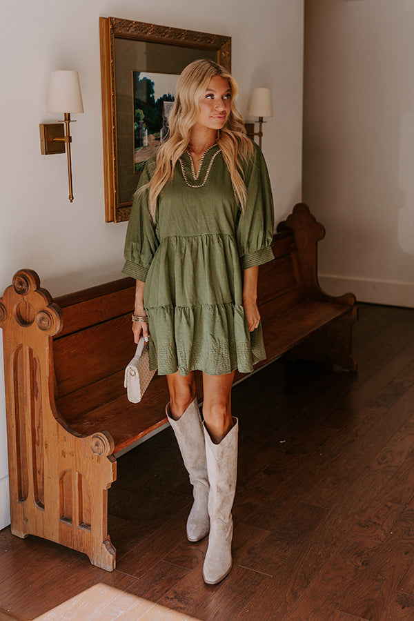 Premium Olive Mini Dress - Dreamy Moment Collection