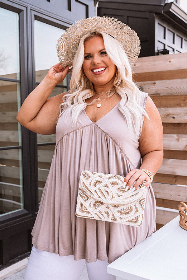 Premium Adley Babydoll Shift Tank in Mocha Curves - Ultimate Comfort for Plus Size