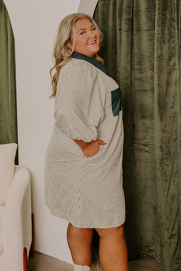 Ultimate Country Club Cutie Button Down Mini Dress | Deep Forest Curves