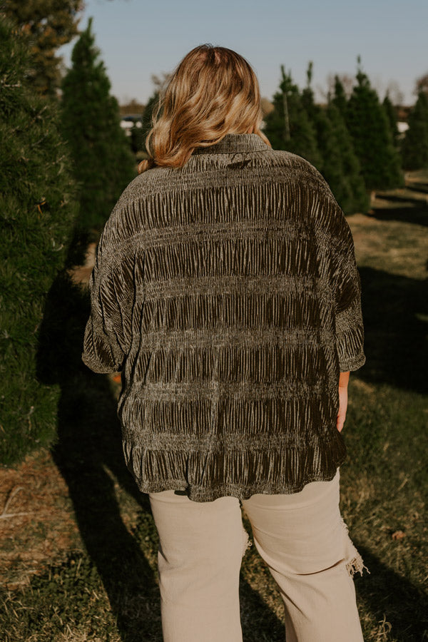 Premium Roman Holiday Velvet Top - Martini Olive Curves