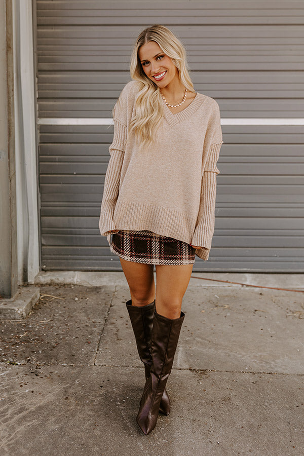 Premium Falling Leaves Knit Sweater in Iced Latte - Ultimate Style Upgrade