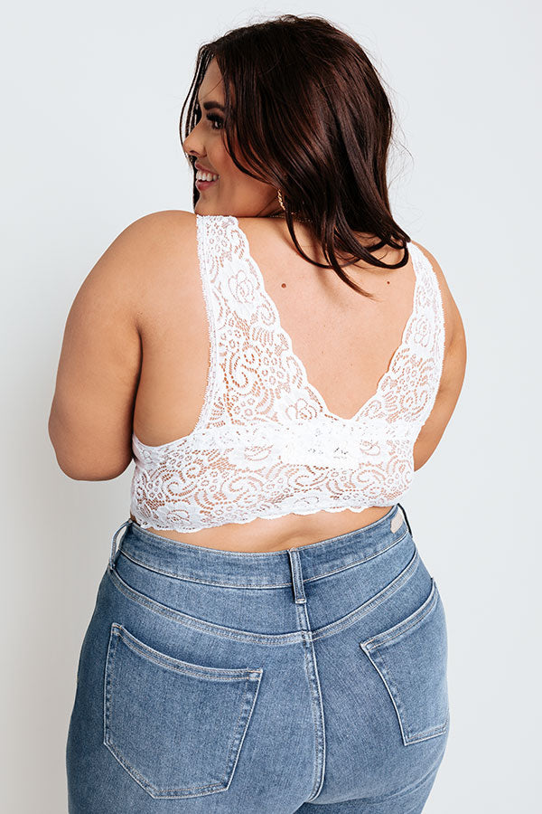 Premium White Lace Bralette for Curves - Ultimate Comfort & Style