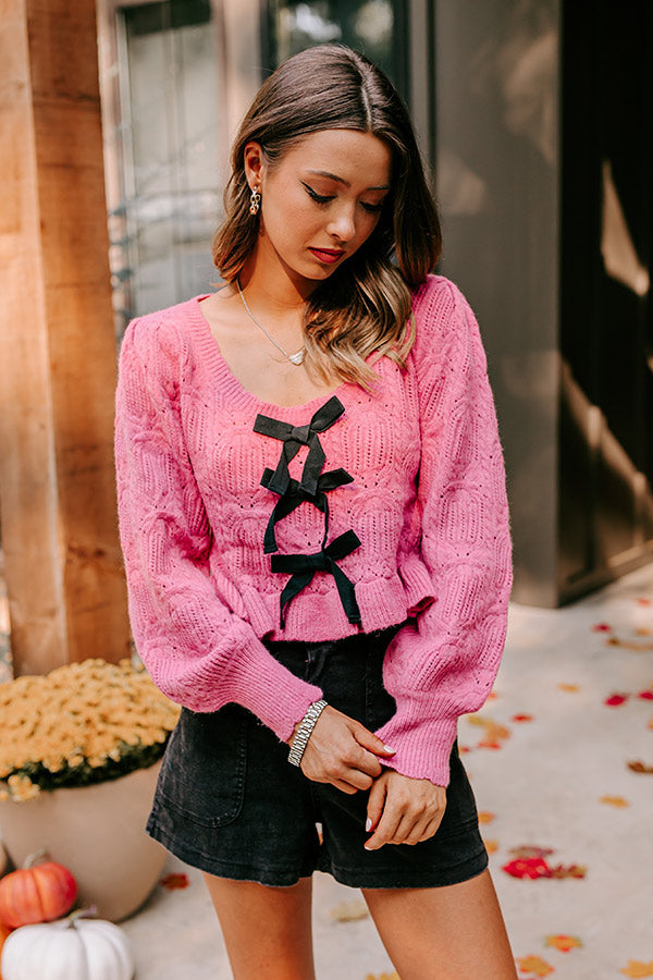 Premium Flirty Feeling Knit Sweater Top - Blush Elegance