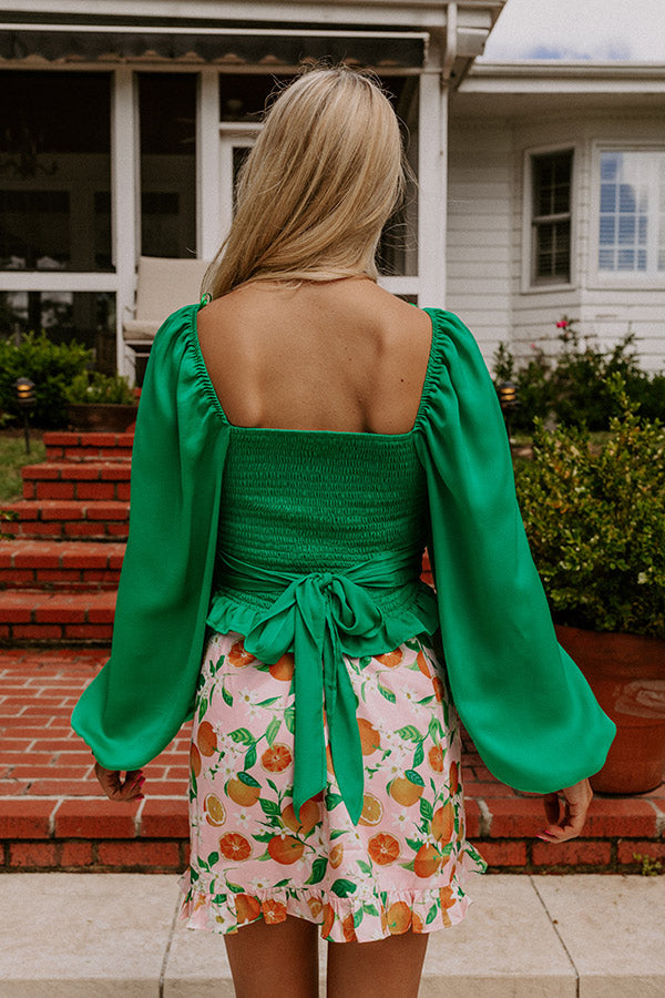 Premium Showered In Love Green Crop Top