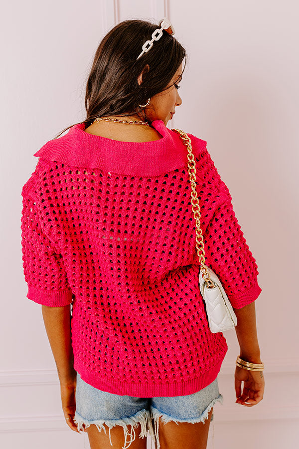 Ultimate Beachside Bliss Knit Top - Hot Pink