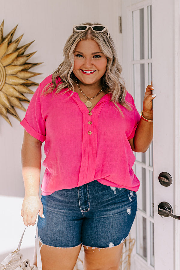 Premium Coastal Breeze Shift Top - Hot Pink Curves | Ultimate Summer Style