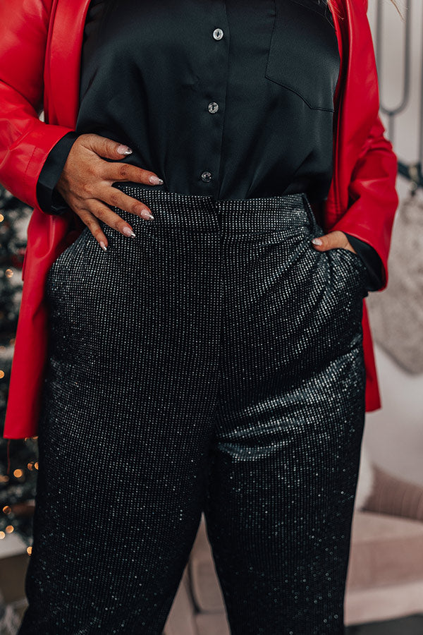 Premium High Waist Glitter Pants - Ultimate Shimmer Edition