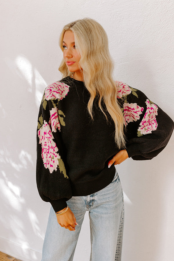 Premium Chic Mindset Knit Sweater - Floral Elegance