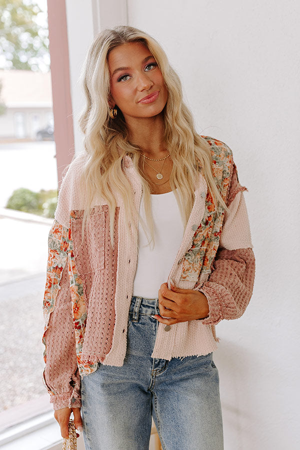 Premium Sedona Sunsets Lightweight Knit Jacket - Blush