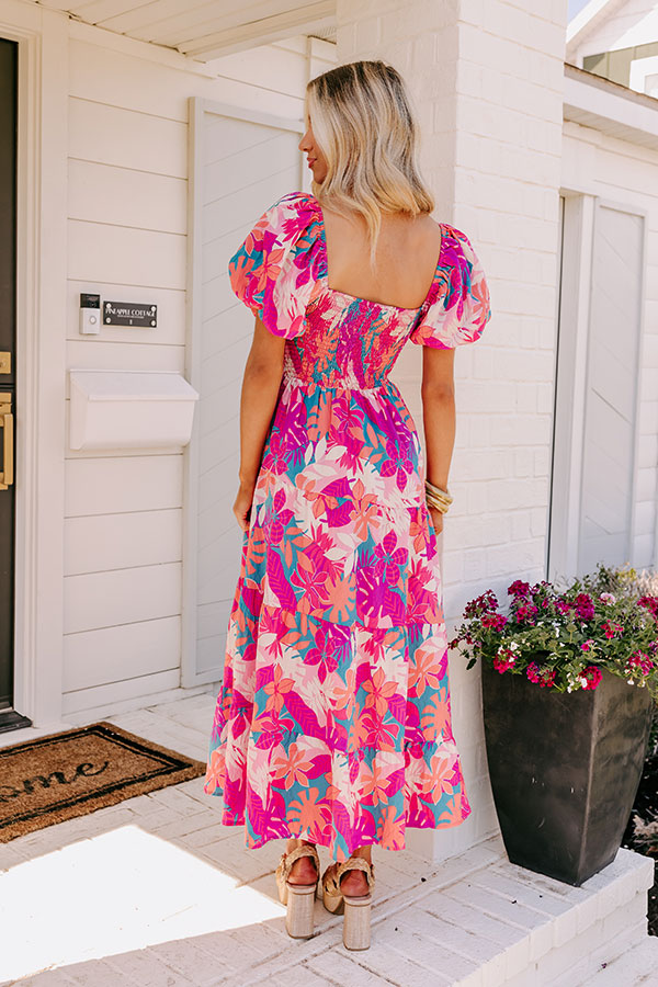 Premium On Tropic Time Maxi Dress - Hot Pink Tropical Escape