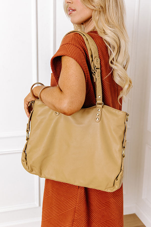 Ultimate Khaki Faux Leather Tote - Wisteria Avenue