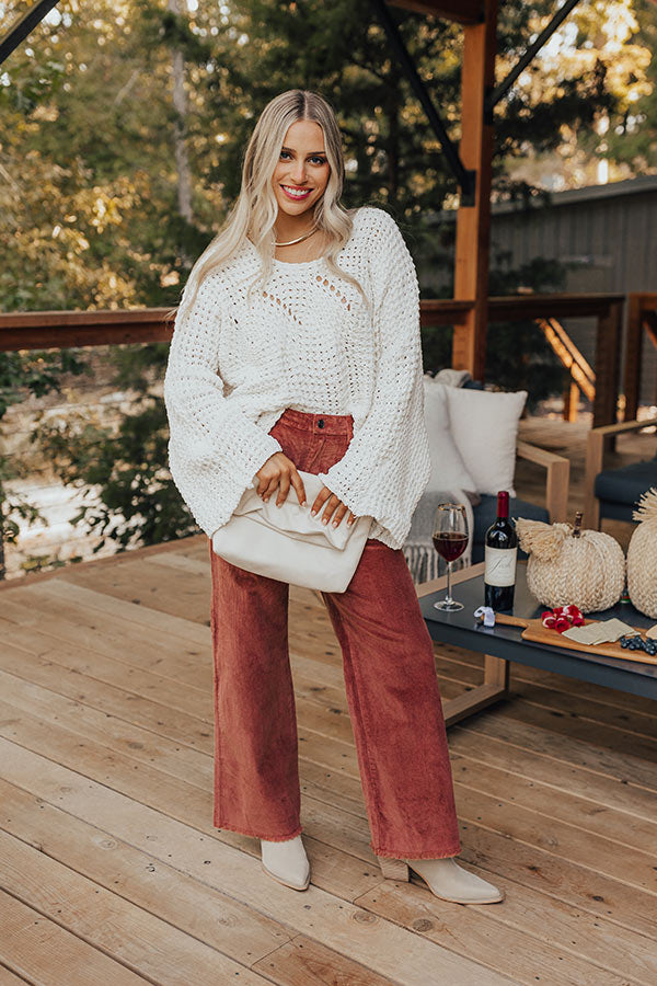 Ultimate Cozy Harvest Season Knit Sweater in Ivory