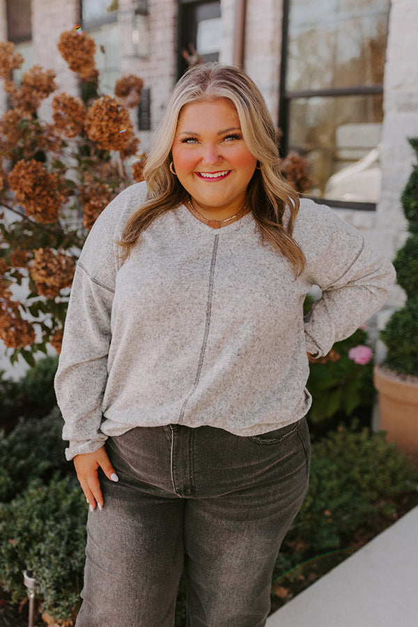 Premium Cozy Coast Shift Top - Grey Curves Plus Size