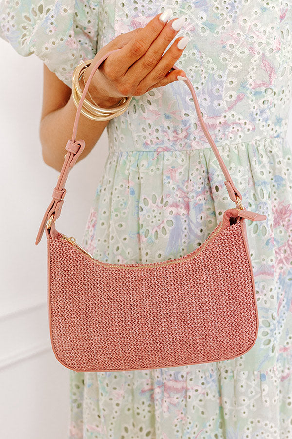 Premium Eden Woven Crossbody Bag in Blush