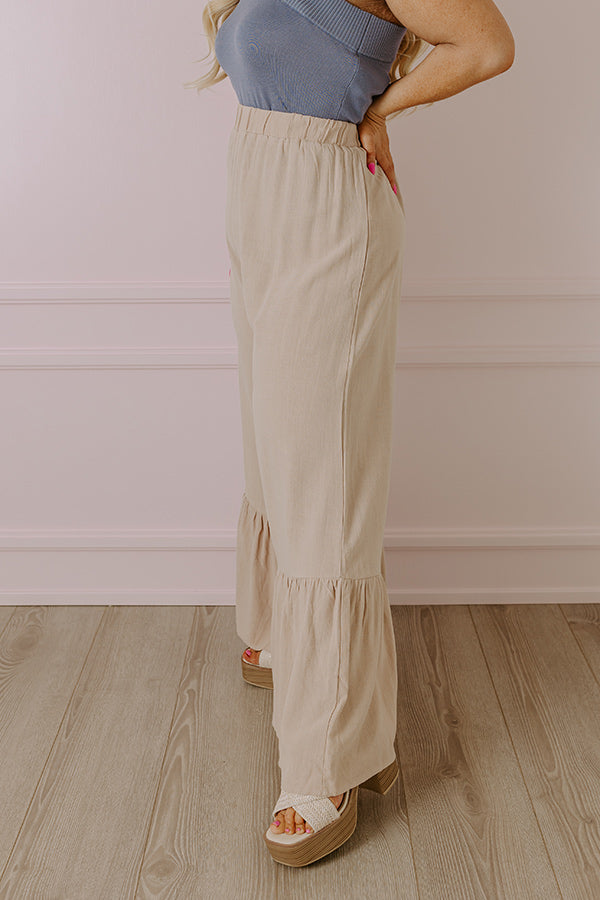 Ultimate Kenzo High Waist Linen-Blend Trousers – Beige Curves Edition