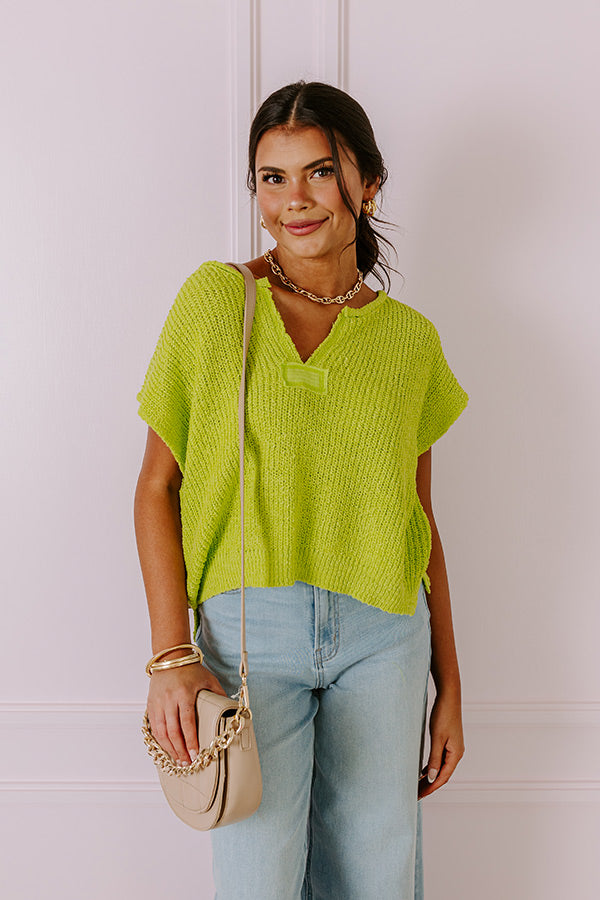 Ultimate Vacation Essential: Lime Punch Knit Top